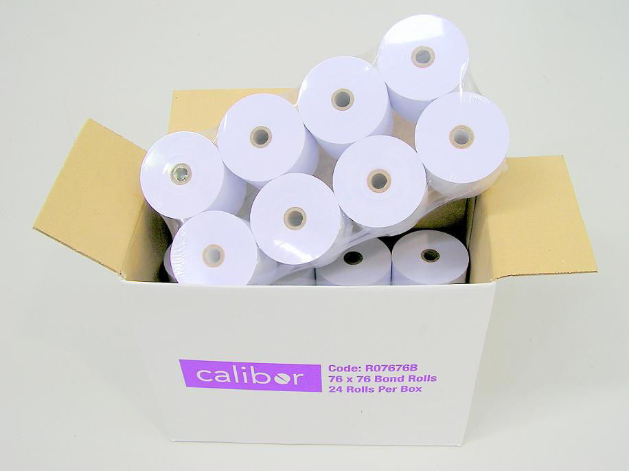 CALIBOR BOND PAPER 76X76 24 ROLLS / BOX